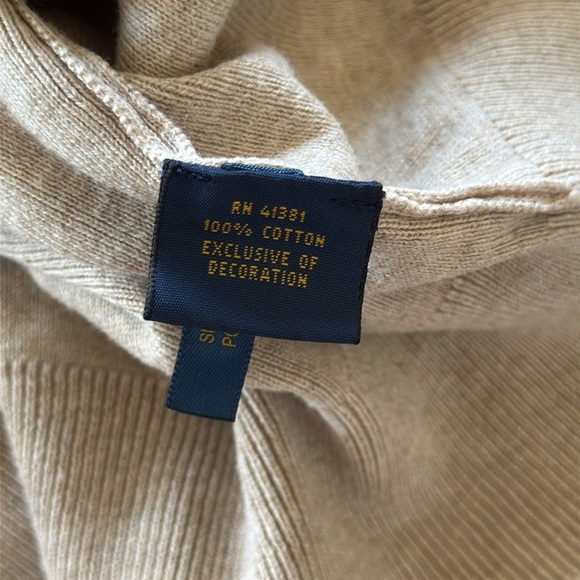 Polo Ralph Lauren Pima Cotton V-Neck Sweater Vest in Oatmeal Tan - Picture 7 of 9